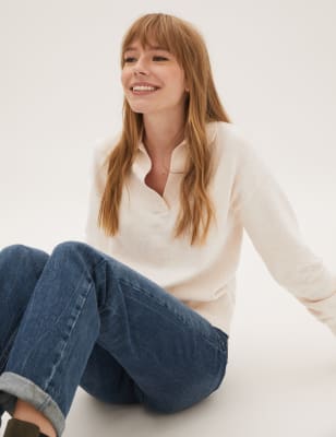 

M&S Collection Jersey informal con cuelloWomens - Oatmeal, Oatmeal