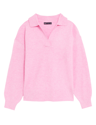 

Womens M&S Collection Collared Relaxed Jumper - Soft Magenta, Soft Magenta