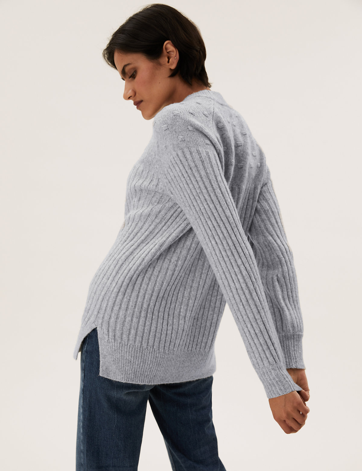 Textured Ribbed Crew Neck Relaxed Jumper