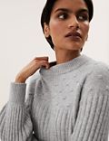 Textured Ribbed Crew Neck Relaxed Jumper