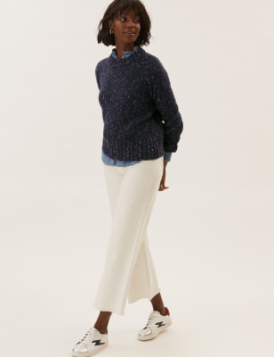 

Womens M&S Collection Strukturierter Pullover mit Rundhalsausschnitt - Navy Mix, Navy Mix