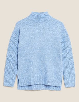 M&S Womens Ribbed Funnel Neck Jumper