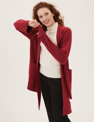 

Womens M&S Collection Tie Front Relaxed Longline Cardigan - Cerise, Cerise