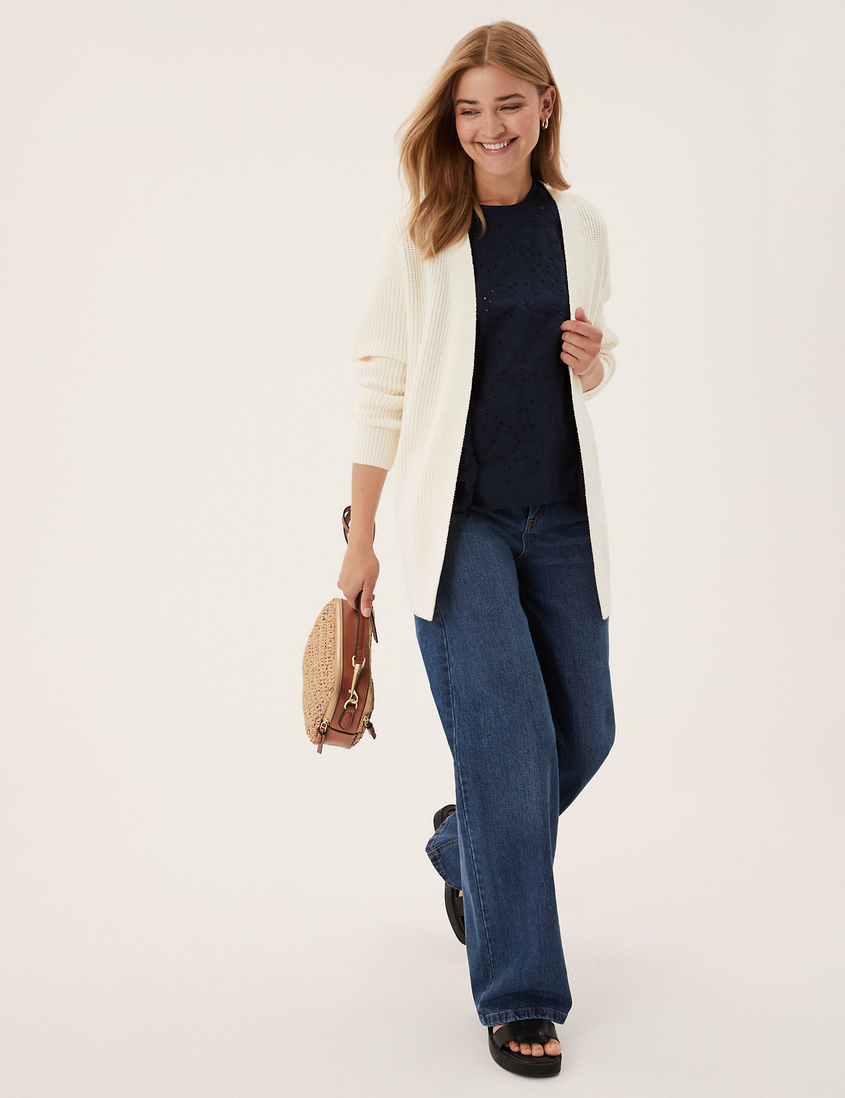 Cotton Rich Edge to Edge Relaxed Cardigan