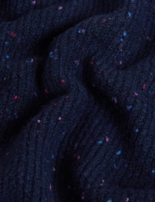 

Womens M&S Collection Bequeme Boyfriend-Strickjacke mit V-Ausschnitt und Strukturmuster - Navy Mix, Navy Mix