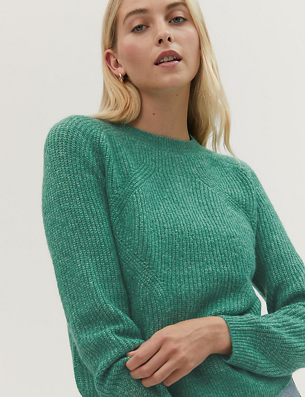 Ribbed Crew Neck Relaxed Jumper - HR
