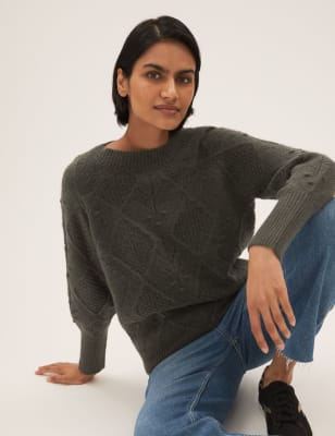 

M&S Collection Jersey informal de punto trenzadoWomens - Onyx, Onyx