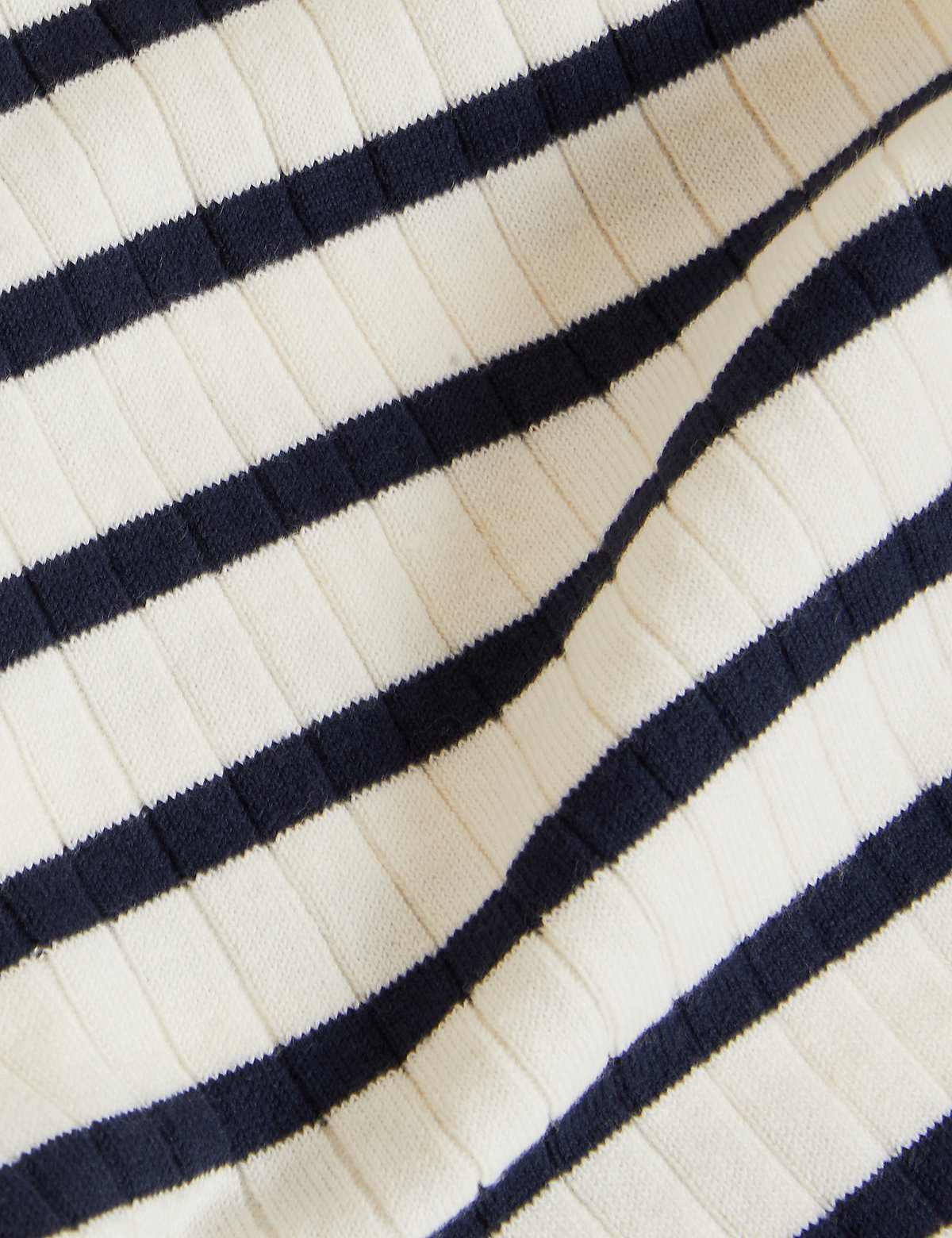 Cotton Rich Striped Ribbed V-Neck Cardigan