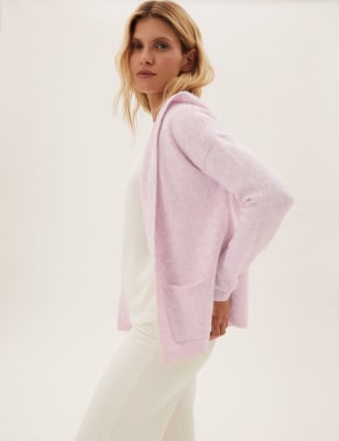 

Womens M&S Collection Cropped Hooded Cardigan with Wool - Blush, Blush