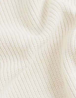 

Womens M&S Collection Strickoberteil mit hohem Baumwollanteil, V-Ausschnitt und Strukturmuster - Light Cream, Light Cream