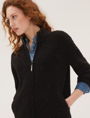 

M&S Collection Jersey con cuello chimenea y cremallera de punto texturizadoWomens - Black Mix, Black Mix