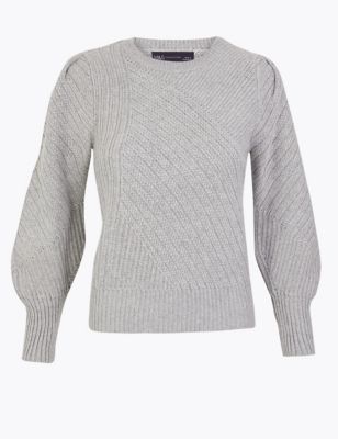 Ribbed Blouson Sleeve Jumper | M&S Collection | M&S