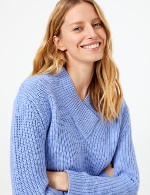 Trui met ruime pasvorm, V-hals en structuurstof