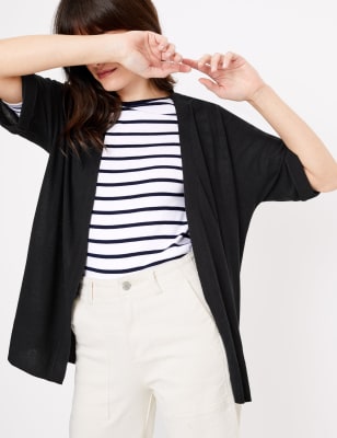 Ruimvallend vest met korte mouwen en linnen