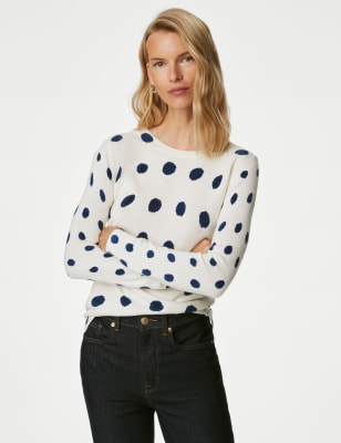 Pull ultra-doux à encolure ronde et imprimé pois - BE