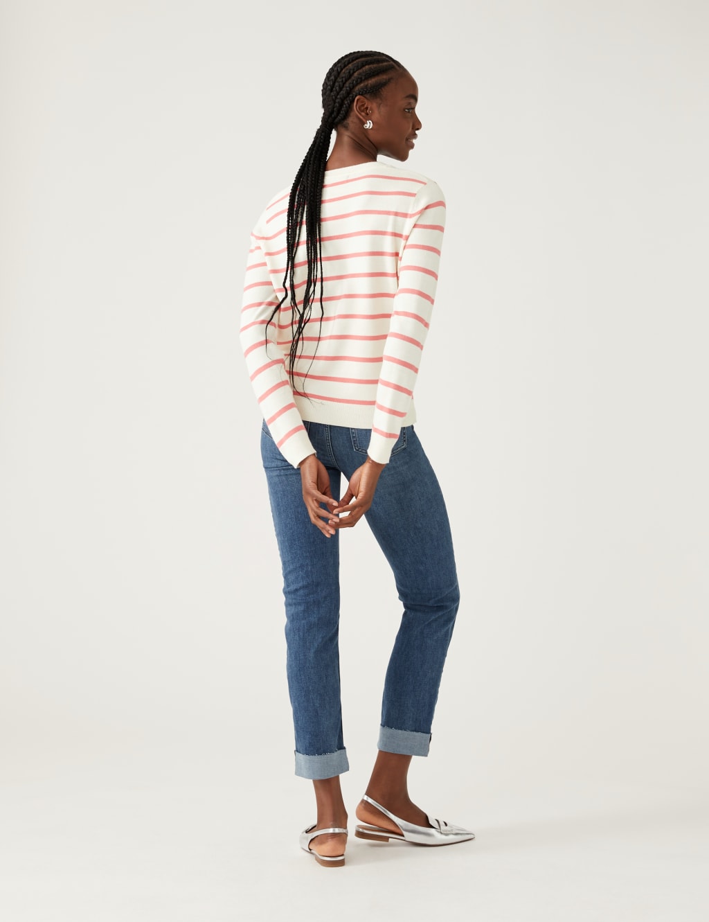 Supersoft Striped V-Neck Jumper image 4