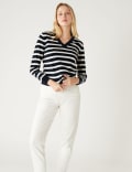 Supersoft Striped V-Neck Jumper
