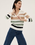 Supersoft Striped V-Neck Jumper