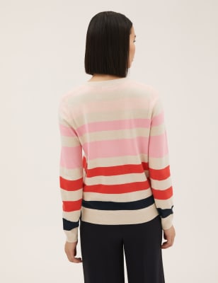 Supersoft Striped V-Neck Jumper