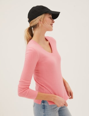 

Womens M&S Collection Superweicher Pullover mit V-Ausschnitt - Petal Pink, Petal Pink