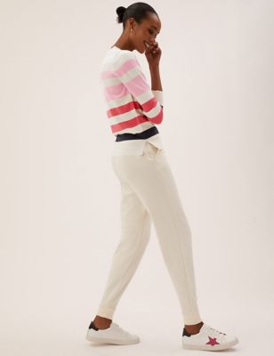 Marks And Spencer Womens M&S Collection Supersoft Striped Crew Neck Jumper - Pink Mix, Pink Mix