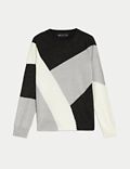Superweicher Pullover mit Rundhalsausschnitt und Blockfarbendesign