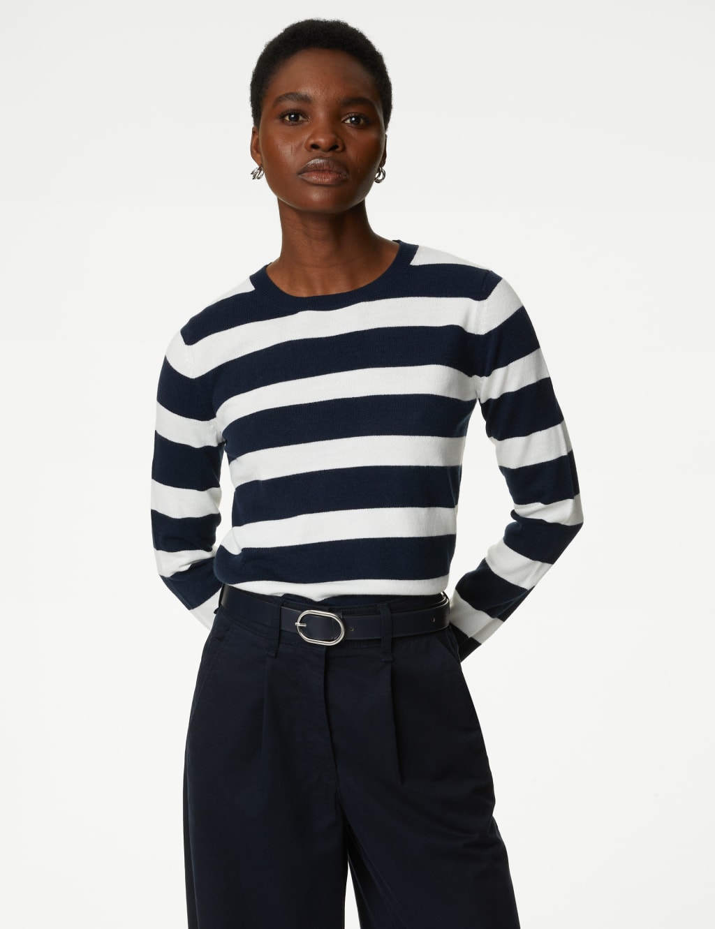 Supersoft Striped Crew Neck Jumper image 4
