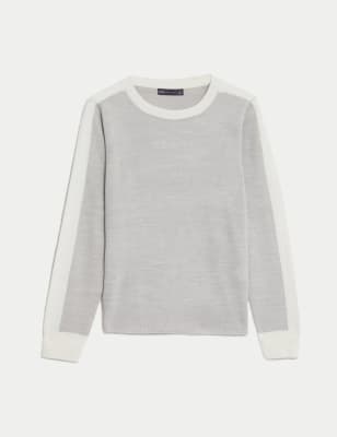 

M&S Collection Jersey de rayas con escote cerrado supersuaveWomens - Grey Mix, Grey Mix