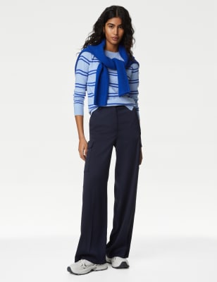 

M&S Collection Jersey de rayas con escote cerrado supersuaveWomens - Blue Mix, Blue Mix