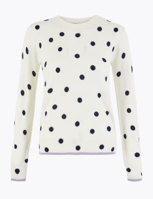 Cashmilon Polka Dot Round Neck Jumper