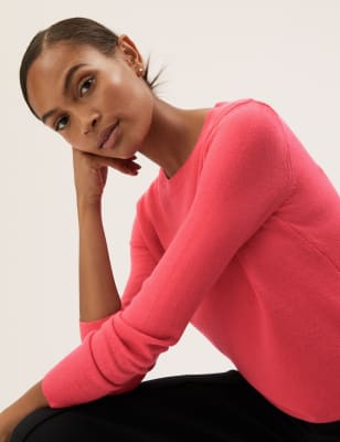 Marks And Spencer Womens M&S Collection Supersoft Crew Neck Jumper - Bright Pink, Bright Pink