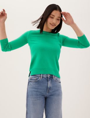 Marks And Spencer Womens M&S Collection Supersoft Crew Neck Jumper - Spearmint