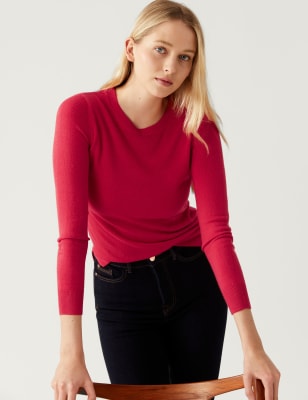 

Womens M&S Collection Supersoft Crew Neck Jumper - Bright Rose, Bright Rose