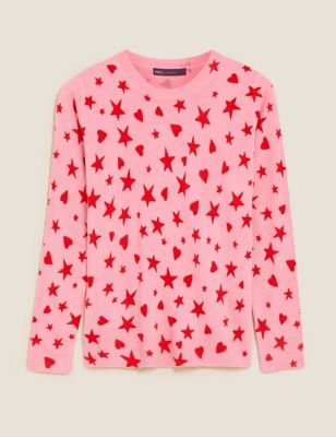 M&S Womens Supersoft Stars and Hearts Crew Neck Jumper