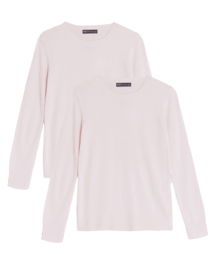 

Womens M&S Collection 2pk Supersoft Crew Neck Jumpers - Pink Mix, Pink Mix