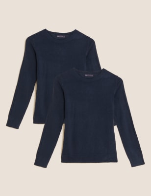 

Womens M&S Collection 2 Pack Supersoft Crew Neck Jumpers - Navy, Navy