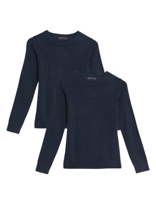 

Womens M&S Collection 2pk Supersoft Crew Neck Jumpers - Navy, Navy