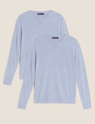 

Womens M&S Collection 2 Pack Supersoft Crew Neck Jumpers - Cornflower Mix, Cornflower Mix