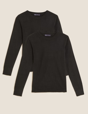 

Womens M&S Collection 2er-Pack superweiche Pullover mit Rundhalsausschnitt - Black, Black