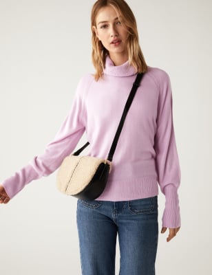 

Womens M&S Collection Superweicher Pullover mit Rollkragen und Ballonärmeln - Cool Pink, Cool Pink
