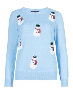 Sequin Embellished Snowman Jumper | M&S Collection | M&S