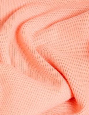 

Womens M&S Collection Soft Touch Ribbed V-Neck Relaxed Jumper - Peach, Peach