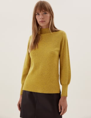 

Womens M&S Collection Soft Touch Funnel Neck Relaxed Jumper - Antique Gold, Antique Gold