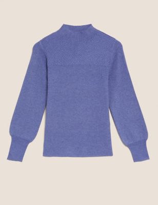 M&S Womens Soft Touch Ribbed Funnel Neck Jumper