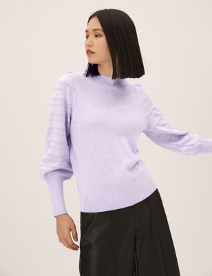 

Womens M&S Collection Soft Touch Textured Crew Neck Jumper - Pale Lilac, Pale Lilac