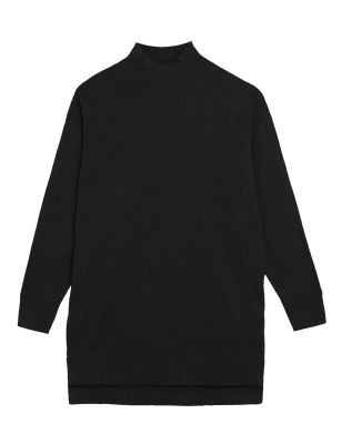 

Womens M&S Collection Soft Touch Funnel Neck Longline Jumper - Black, Black