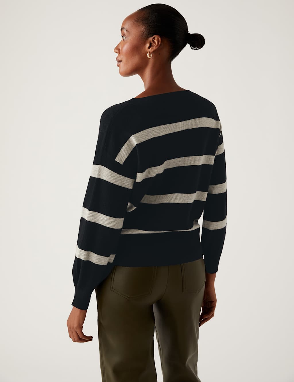 Soft Touch Striped Ribbed V-Neck Jumper image 4