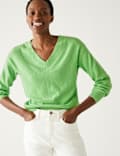 Soft Touch Ribbed V-Neck Relaxed Jumper