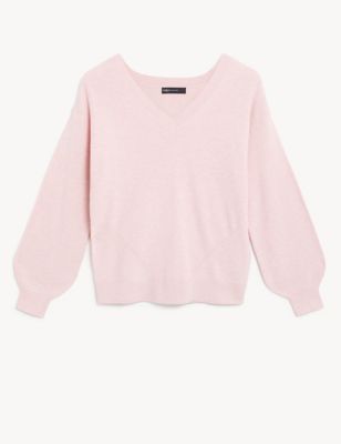 Soft Touch Ribbed V-Neck Relaxed Jumper