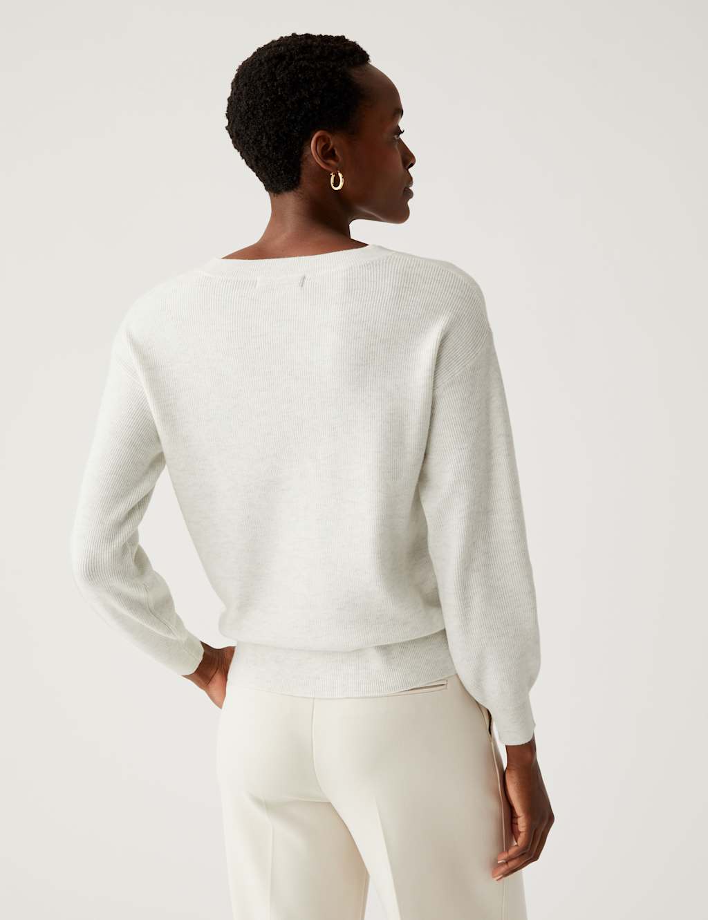 Soft Touch Ribbed V-Neck Relaxed Jumper image 4